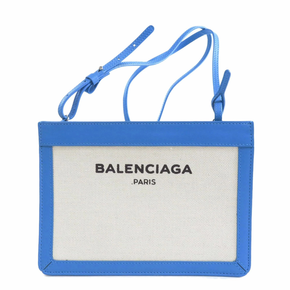 Balenciaga Navy Blue Pochette Shoulder Bag Canvas Leather - Picture 11 of 11
